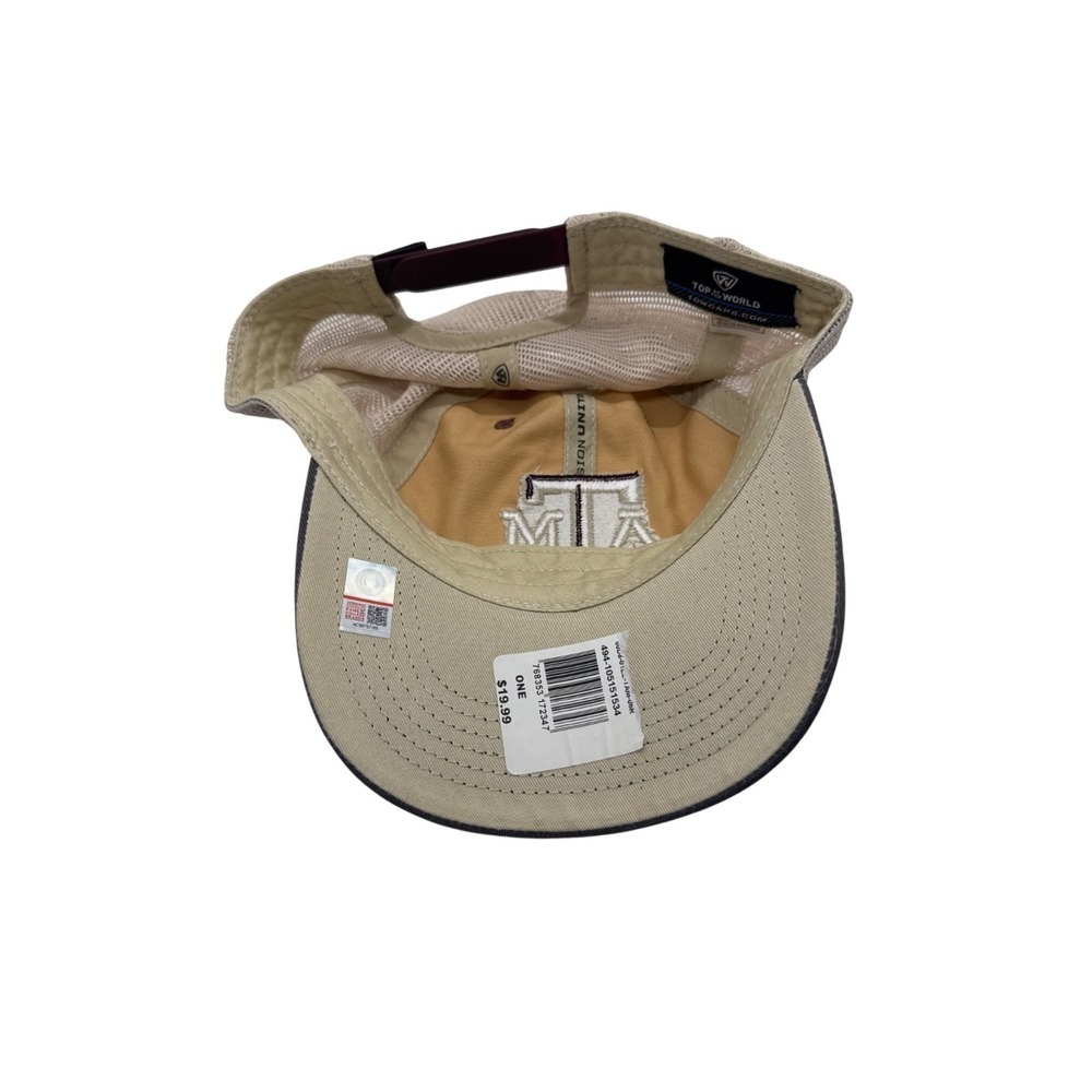 Texas A&M Aggies Brown & Beige Mesh Snapback Hat Top Of The World Adjustable Fit - Picture 4 of 5